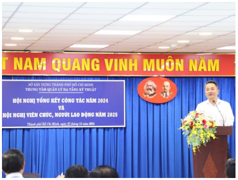 Hội nghị tổng kết công tác năm 2024 và Hội nghị Viên chức, Người lao động năm 2025 tại Trung tâm Quản lý Hạ tầng kỹ thuật thành phố Hồ Chí Minh.